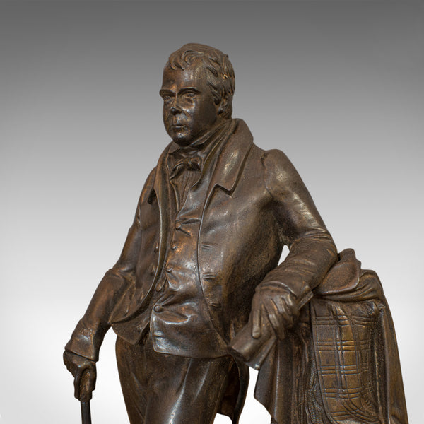 Antique Figure, Sir Walter Scott, Bronze, Statue, Poet, Victorian, Circa 1880