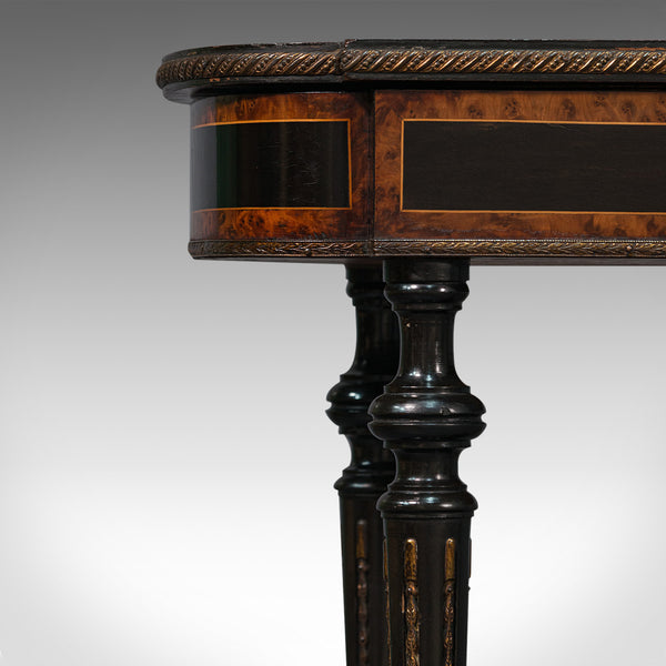 Antique Napoleon III Side Table, French, Etagere, Burr Walnut, Sewing, C.1870