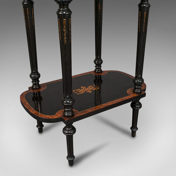 Antique Napoleon III Side Table, French, Etagere, Burr Walnut, Sewing, C.1870