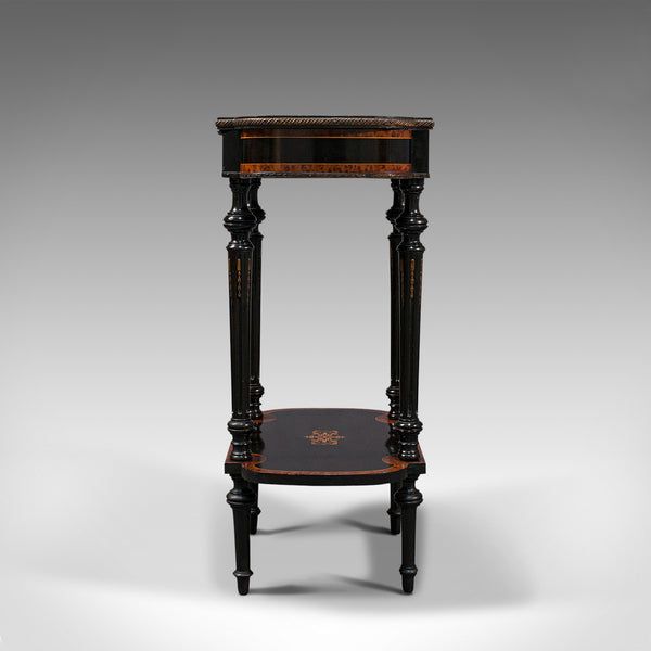 Antique Napoleon III Side Table, French, Etagere, Burr Walnut, Sewing, C.1870