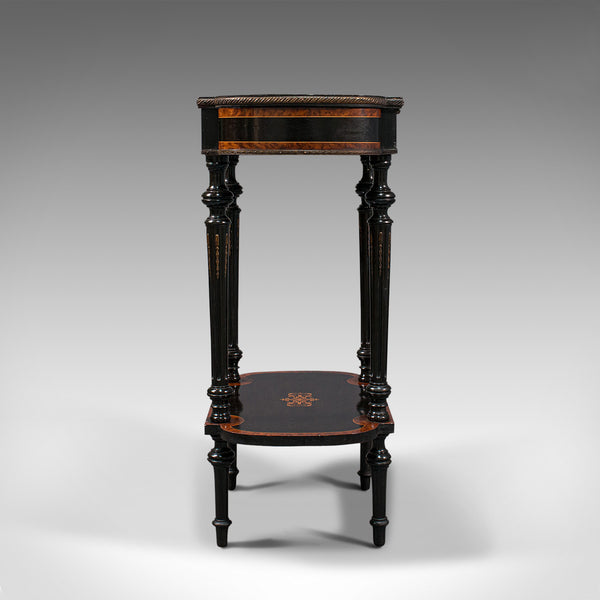 Antique Napoleon III Side Table, French, Etagere, Burr Walnut, Sewing, C.1870