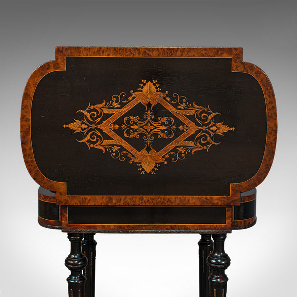 Antique Napoleon III Side Table, French, Etagere, Burr Walnut, Sewing, C.1870