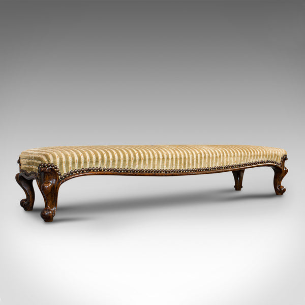 Long Antique Foot Stool, English, Coaching, Fireside, Early Victorian, C.1840