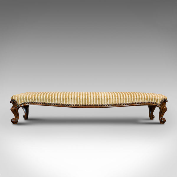 Long Antique Foot Stool, English, Coaching, Fireside, Early Victorian, C.1840