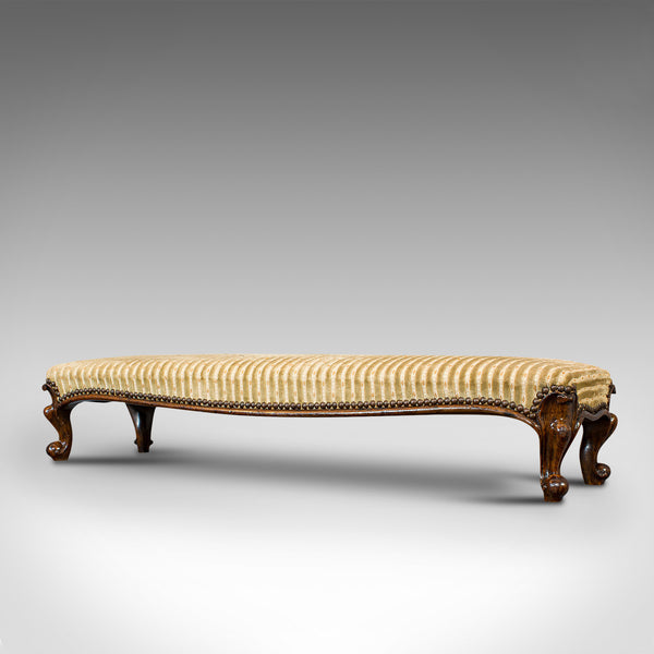 Long Antique Foot Stool, English, Coaching, Fireside, Early Victorian, C.1840