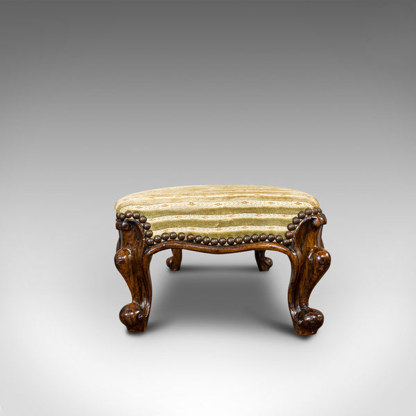 Long Antique Foot Stool, English, Coaching, Fireside, Early Victorian, C.1840