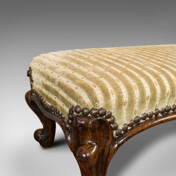 Long Antique Foot Stool, English, Coaching, Fireside, Early Victorian, C.1840