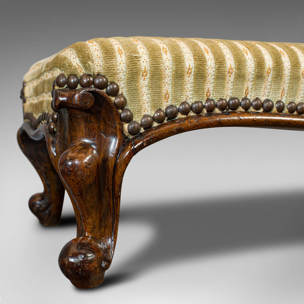 Long Antique Foot Stool, English, Coaching, Fireside, Early Victorian, C.1840