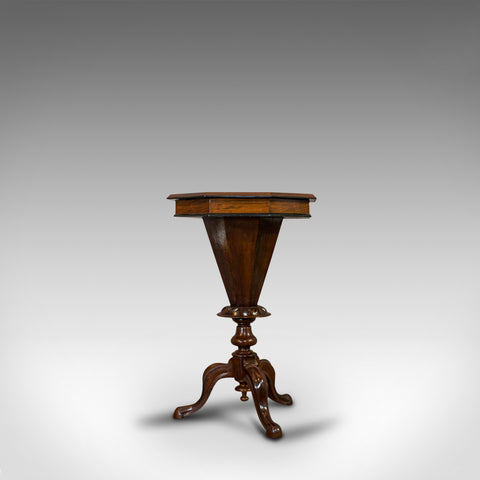 Antique Trumpet Shape Games Table, Walnut, Chess Board, Sewing, Victorian, 1890