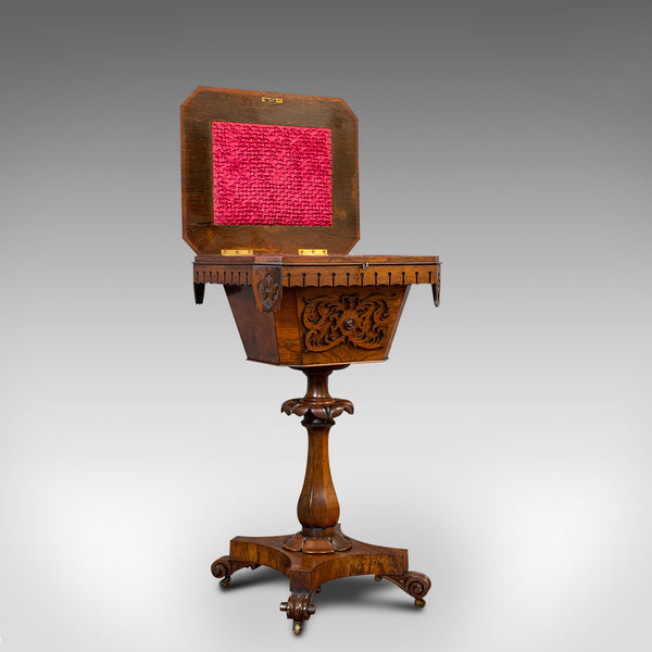 Antique Lady's Work Box, English, Rosewood, Sewing, Table, Regency, Circa 1820