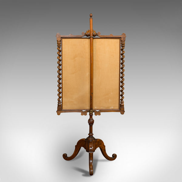 Antique Adjustable Fire Screen, Walnut, Needlepoint, Decorative, Pole, Regency