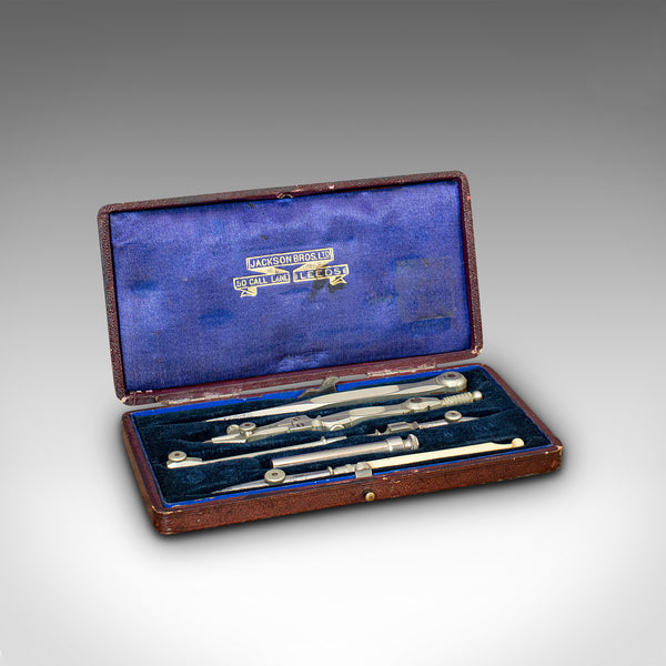 Antique Draughtsman's Set, Drawing Instrument, Tools, Jackson Bros, Victorian
