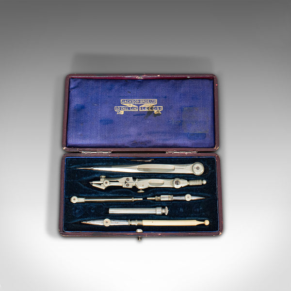 Antique Draughtsman's Set, Drawing Instrument, Tools, Jackson Bros, Victorian