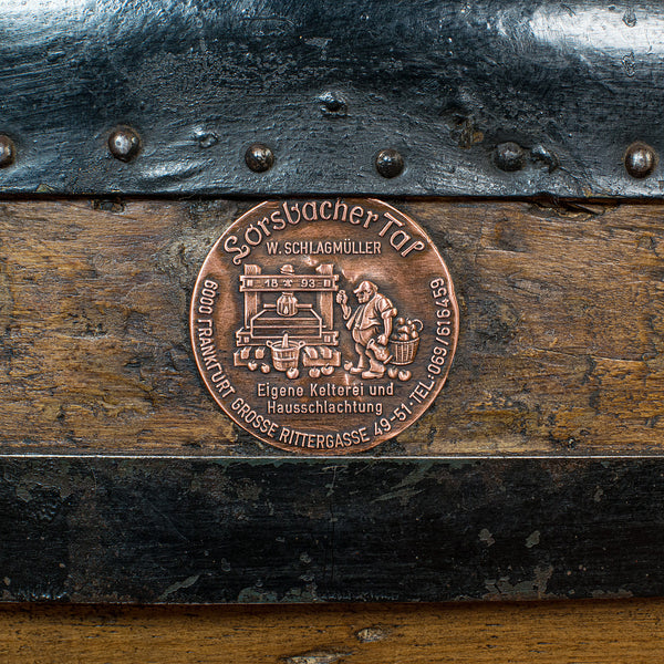Large Antique Trunk, English, Pine, Carriage Chest, Steamer, Victorian, C.1900
