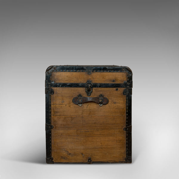 Large Antique Trunk, English, Pine, Carriage Chest, Steamer, Victorian, C.1900
