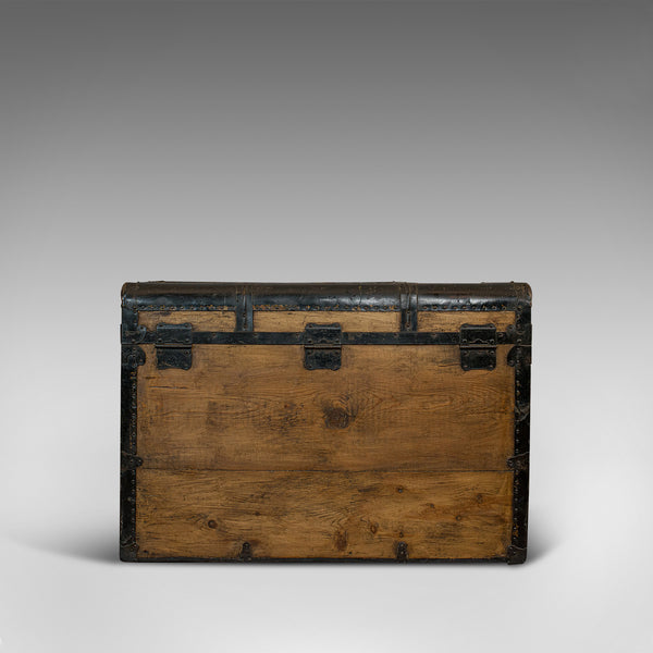 Large Antique Trunk, English, Pine, Carriage Chest, Steamer, Victorian, C.1900