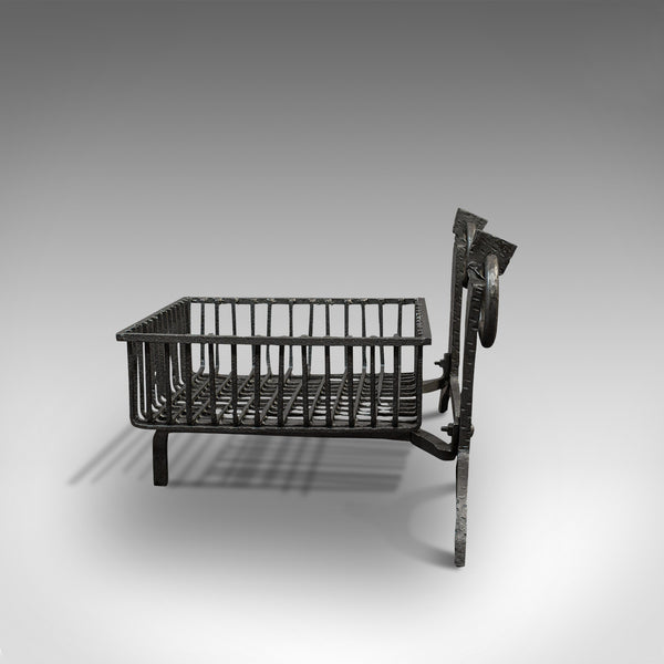 Antique Fireplace Set, English, Cast Iron, Fire Basket, Andirons, Victorian