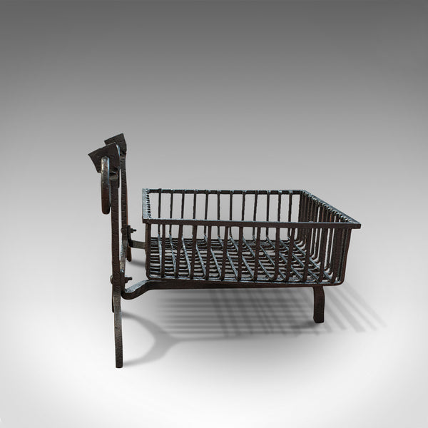 Antique Fireplace Set, English, Cast Iron, Fire Basket, Andirons, Victorian
