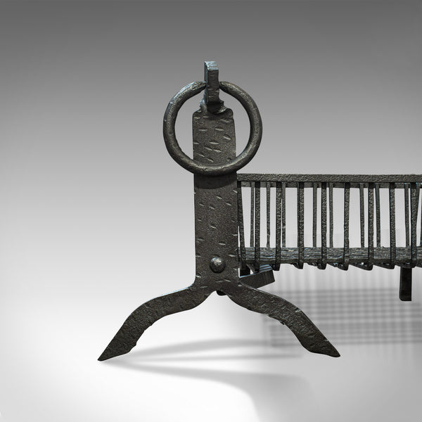 Antique Fireplace Set, English, Cast Iron, Fire Basket, Andirons, Victorian