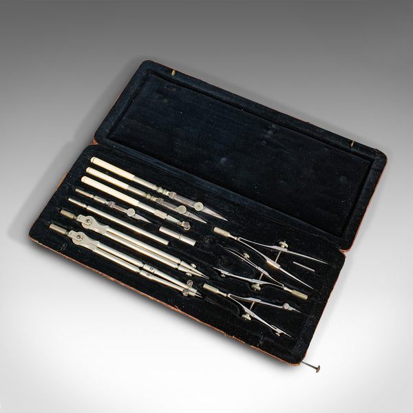 Quality Antique Drawing Instrument Set, German, Architect, Cartographer, Riefler