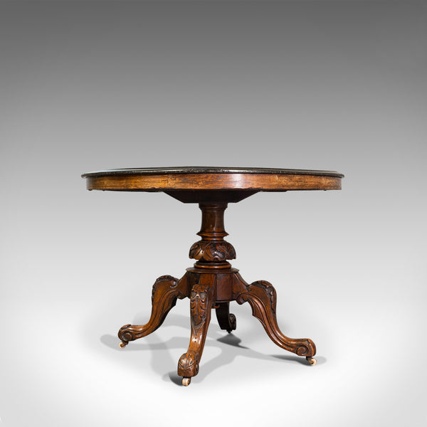Antique Breakfast Table, English, Walnut, Mahogany, Tilt Top, Oval, Victorian