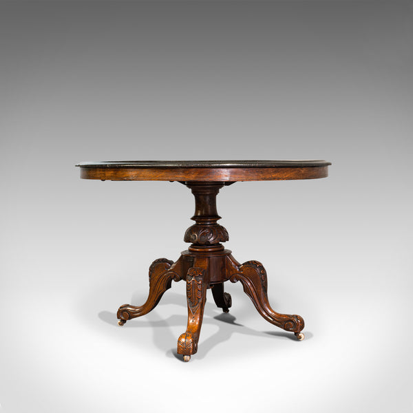 Antique Breakfast Table, English, Walnut, Mahogany, Tilt Top, Oval, Victorian