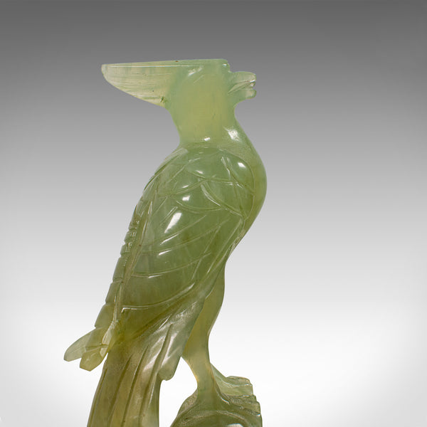Pair of, Antique Carved Figures, Oriental, Jade, Bird of Paradise, Victorian