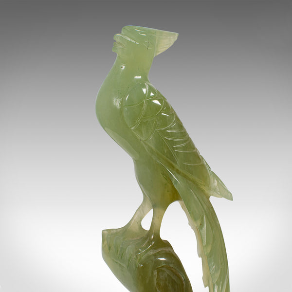 Pair of, Antique Carved Figures, Oriental, Jade, Bird of Paradise, Victorian