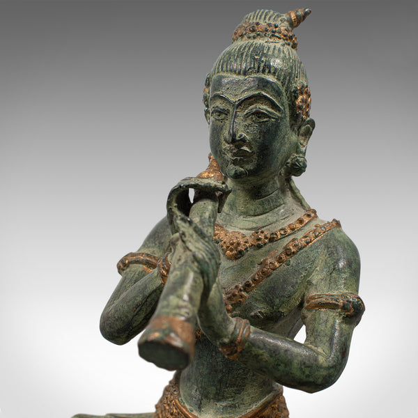 Antique Decorative Figure, Oriental, Bronze, Statue, Study, Musician, Circa 1900