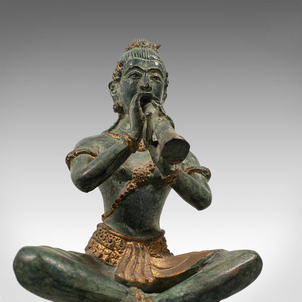 Antique Decorative Figure, Oriental, Bronze, Statue, Study, Musician, Circa 1900