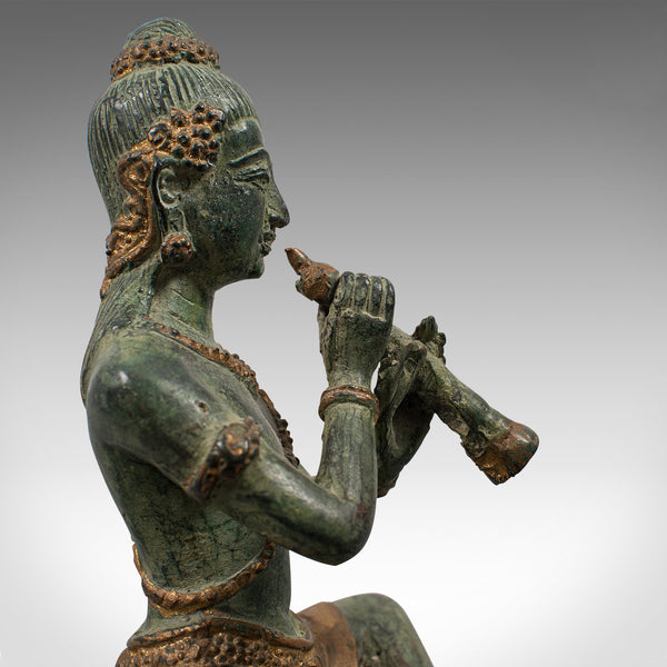 Antique Decorative Figure, Oriental, Bronze, Statue, Study, Musician, Circa 1900