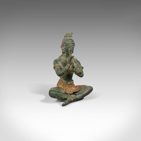 Antique Decorative Figure, Oriental, Bronze, Statue, Study, Musician, Circa 1900