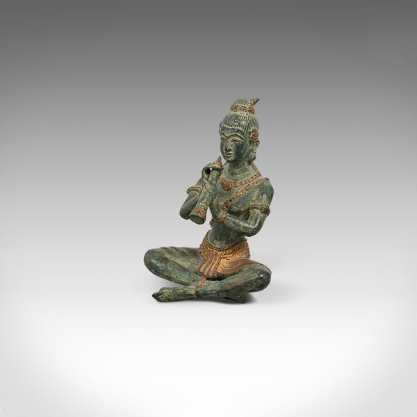 Antique Decorative Figure, Oriental, Bronze, Statue, Study, Musician, Circa 1900