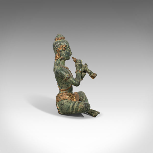 Antique Decorative Figure, Oriental, Bronze, Statue, Study, Musician, Circa 1900