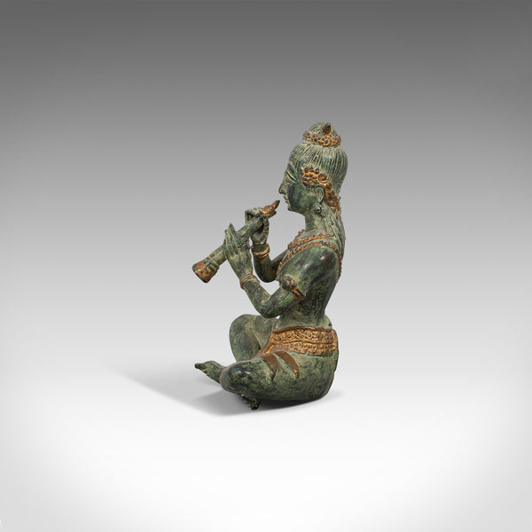 Antique Decorative Figure, Oriental, Bronze, Statue, Study, Musician, Circa 1900