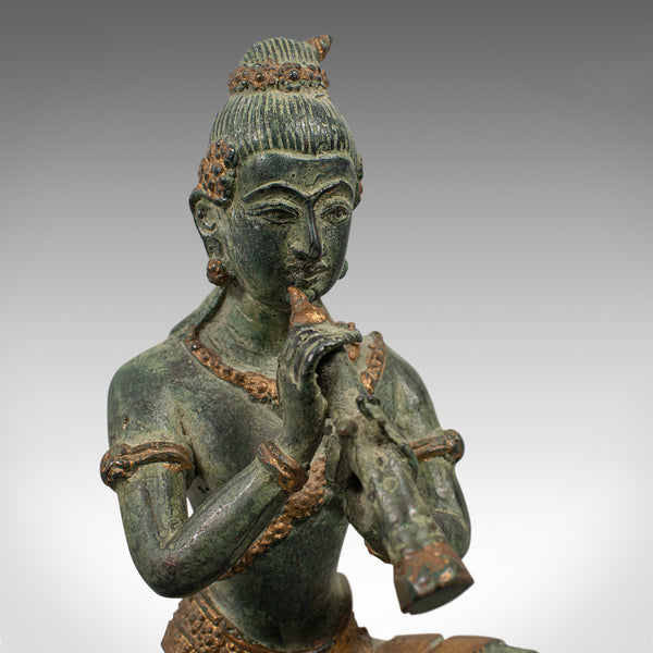 Antique Decorative Figure, Oriental, Bronze, Statue, Study, Musician, Circa 1900