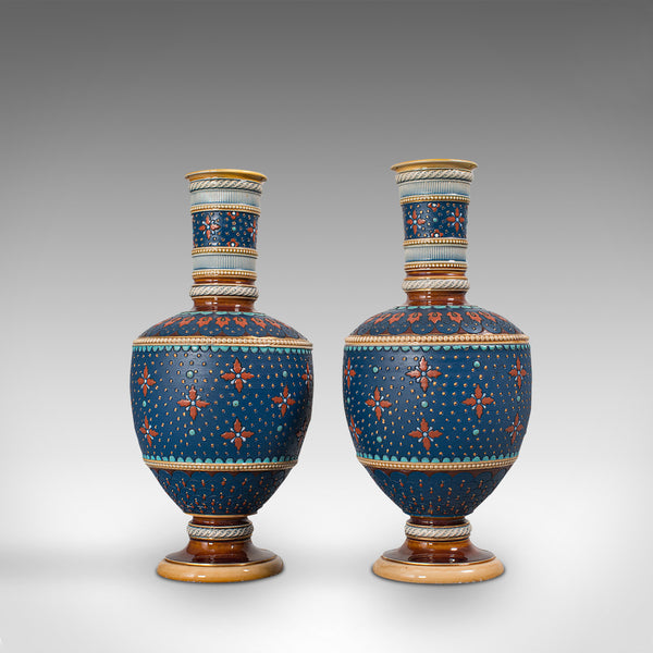 Pair of Antique Decorative Vases, German, Ceramic, Villeroy & Boch, Victorian