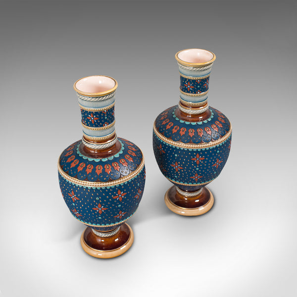 Pair of Antique Decorative Vases, German, Ceramic, Villeroy & Boch, Victorian