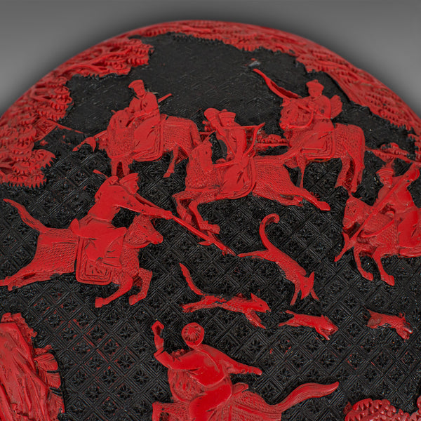 Antique Cinnabar Box, Chinese, Lacquer, Decorative Tray, Qing Dynasty, C.1900
