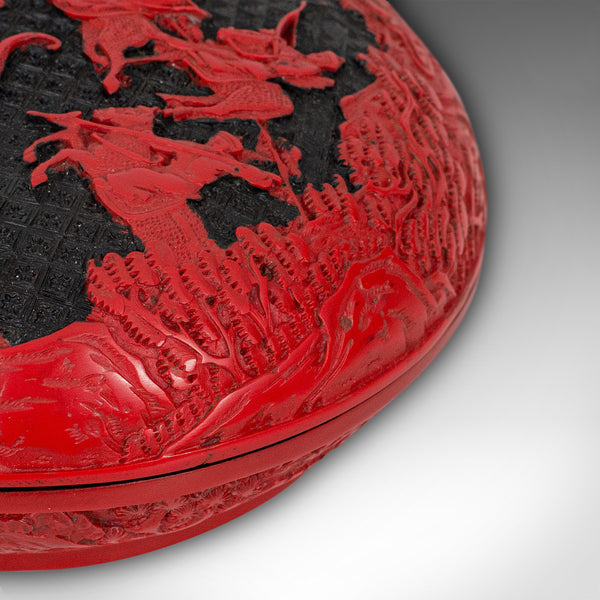 Antique Cinnabar Box, Chinese, Lacquer, Decorative Tray, Qing Dynasty, C.1900