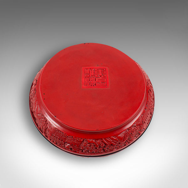 Antique Cinnabar Box, Chinese, Lacquer, Decorative Tray, Qing Dynasty, C.1900