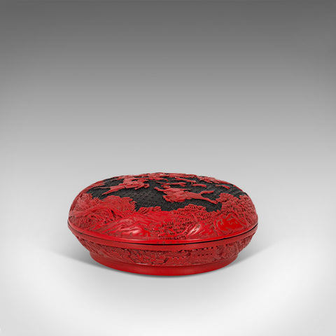 Antique Cinnabar Box, Chinese, Lacquer, Decorative Tray, Qing Dynasty, C.1900