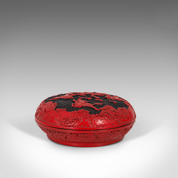 Antique Cinnabar Box, Chinese, Lacquer, Decorative Tray, Qing Dynasty, C.1900