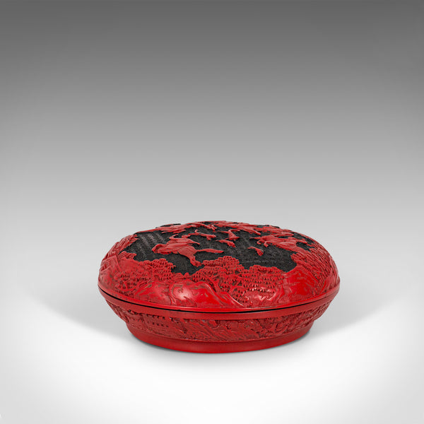 Antique Cinnabar Box, Chinese, Lacquer, Decorative Tray, Qing Dynasty, C.1900