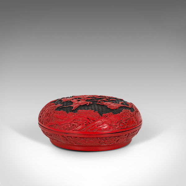 Antique Cinnabar Box, Chinese, Lacquer, Decorative Tray, Qing Dynasty, C.1900