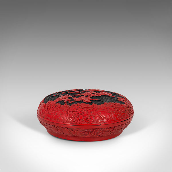 Antique Cinnabar Box, Chinese, Lacquer, Decorative Tray, Qing Dynasty, C.1900