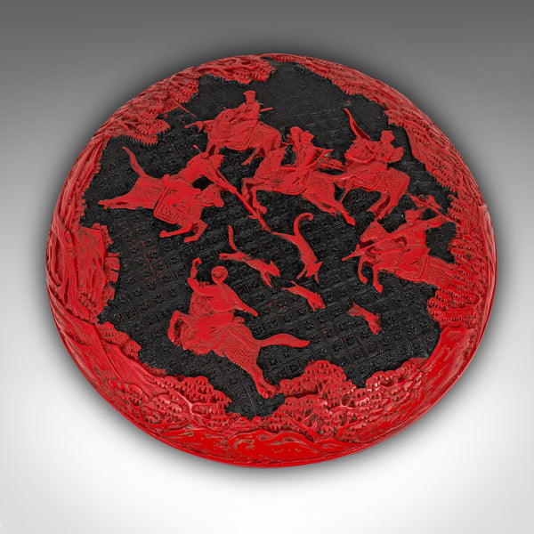 Antique Cinnabar Box, Chinese, Lacquer, Decorative Tray, Qing Dynasty, C.1900