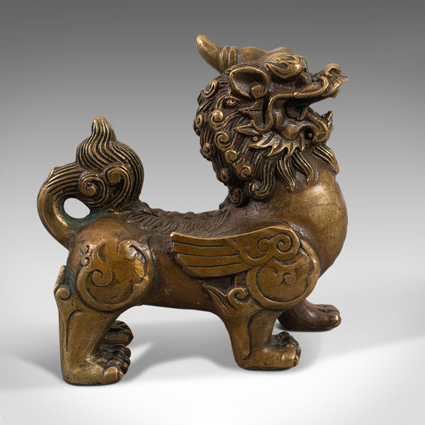 Small Antique Pixiu Statue, Oriental, Brass, Mythology, Figure, Victorian, 1900