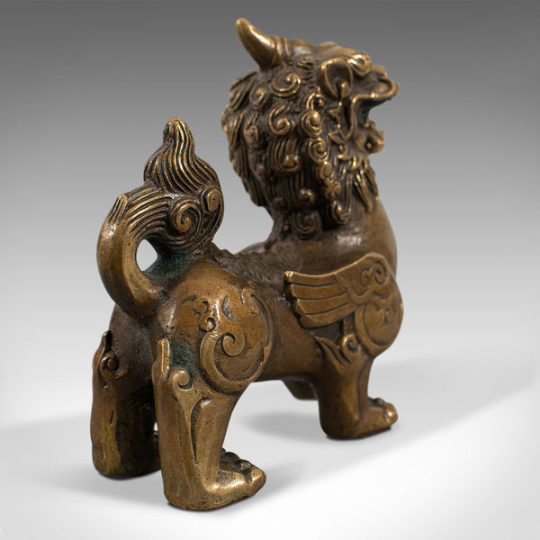 Small Antique Pixiu Statue, Oriental, Brass, Mythology, Figure, Victorian, 1900