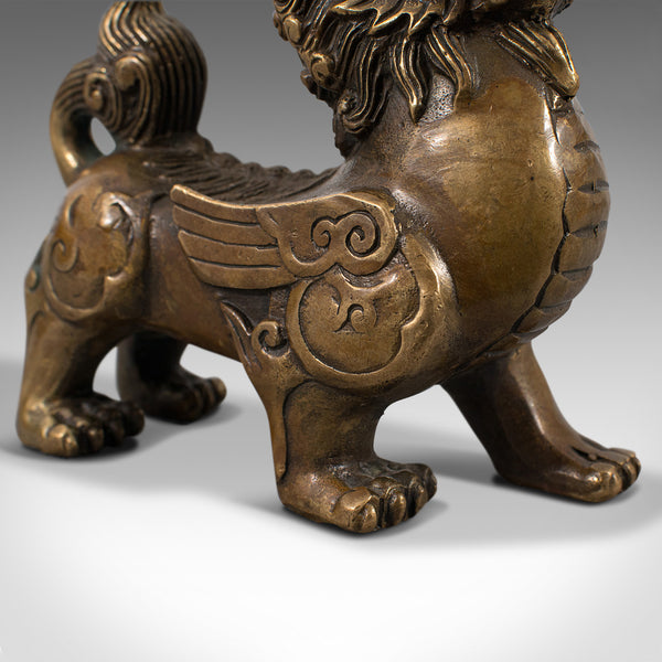 Small Antique Pixiu Statue, Oriental, Brass, Mythology, Figure, Victorian, 1900